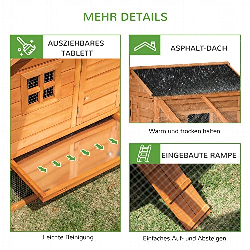 Pawhut Zwerghühnerstall Zwerghühnerhaus mit Nistkasten Zwerghühnervoliere mit Asphaltdach Gehege Geflügelstall… – Bild 8