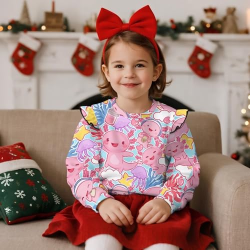 Toddler Long Sleeve Shirts Girl Cute Ruffle Graphic Sweatshirts Soft Fall Clothes for Girls 1-8 Years3