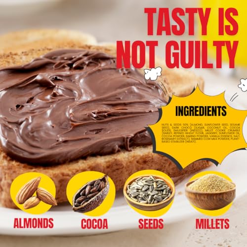 Image of Twiddles by Yuvraj Singh Almond Crumble Chocolate Spread,250G(Crunchy) - Made With 50% California Almonds & Seeds |16G Protein|70% Less Sugar|No Palm Oil|No Preservatives|Tastiest bread Spread