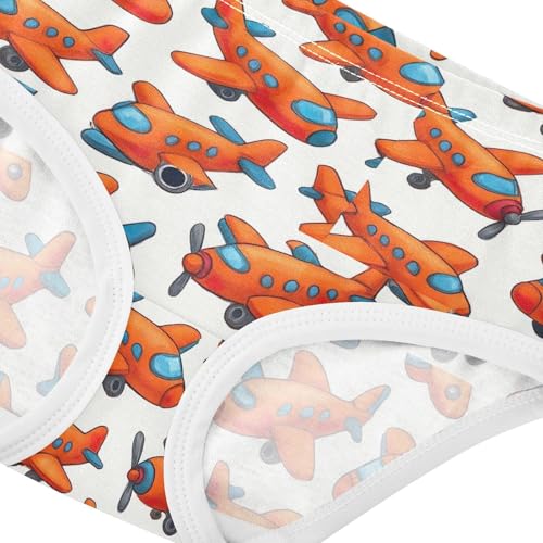 Joisal Toddlers Underwear Floral 2t Cotton Little Girl Panties Print Briefs Kids Undies Cute Cartoon Orange Airplanes4