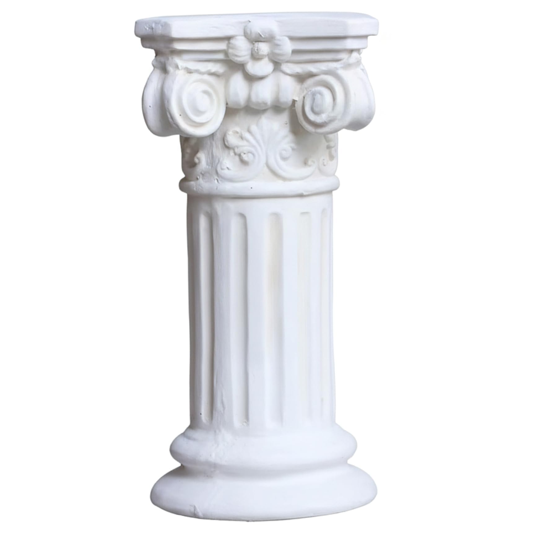 Dagllgew White Roman Column Pedestal, Elegant Resin Plinth Base For Garden Statues And Home Decor, 15.75 Inch Tall Sculpture Stand Column Pedestal Plinth Garden Decor
