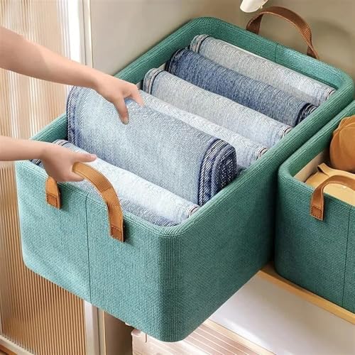 Panier de rangement en tissu x10 beige type tiroir pliable