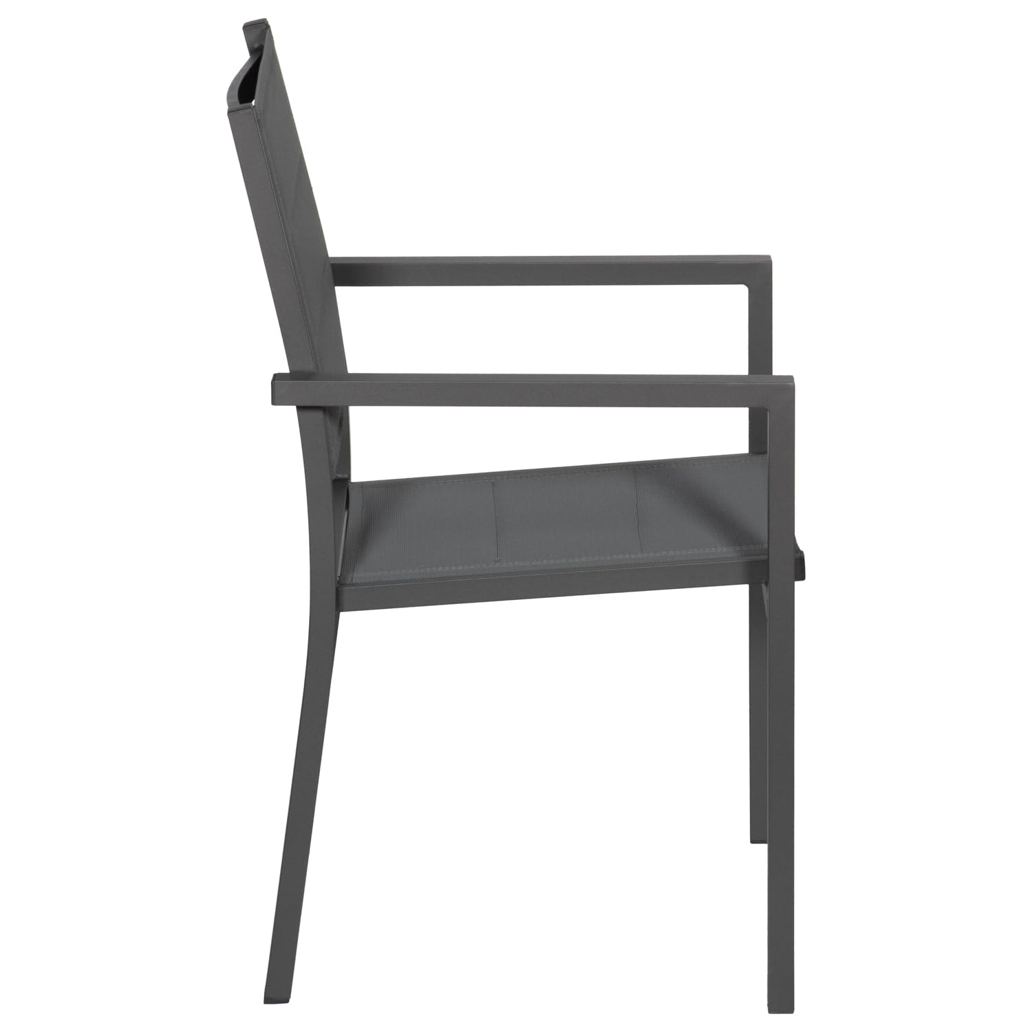 Happy Garden Lot de 8 chaises rembourrées en Aluminium Anthracite - textilène Gris