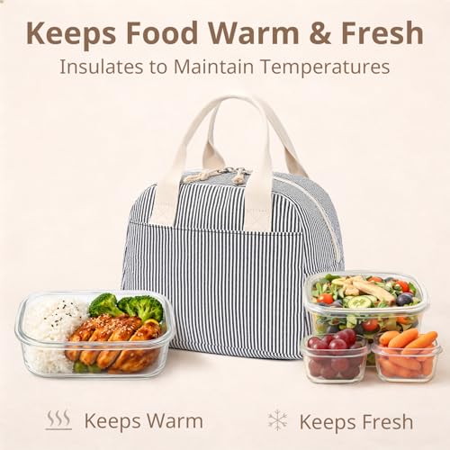 Image of LOVELYWIND Lunch Box for Women Cute Lunch Bags for Women Lunch Tote Bags Reusable Insulated Lunch Box Large Capacity Reusable Insulated Cooler for Work or Travel Gifts or Beach