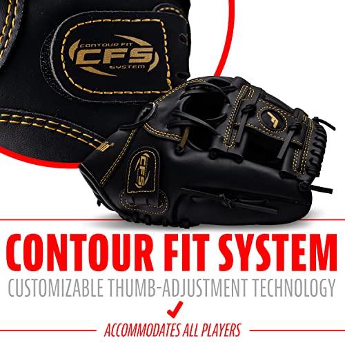 Image of Franklin Sports Baseball and Softball Glove - Field Master - Baseball and Softball Mitt - Adult and Youth Glove - Right Hand Throw - 11 inch - Black /Gold