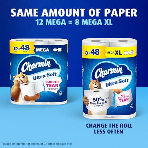 Image of Charmin Ultra Soft Toilet Paper, 12 Mega Rolls = 24 Regular Rolls, 2-ply Bath Tissue