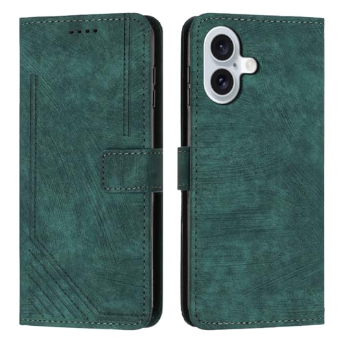 Étui portefeuille iPhone 16 vert chic pour votre quotidien