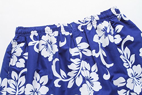 Hawaii Hangover Men's Swim Trunk in Royal Blue with Side Floral Hibiscus3