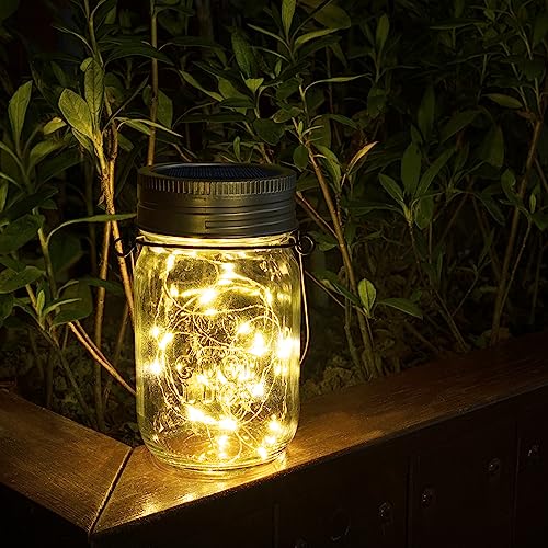 GIGALUMI 6-Pack Hanging Mason Jar Solar Lights (180 LEDs, Warm White) — view 6