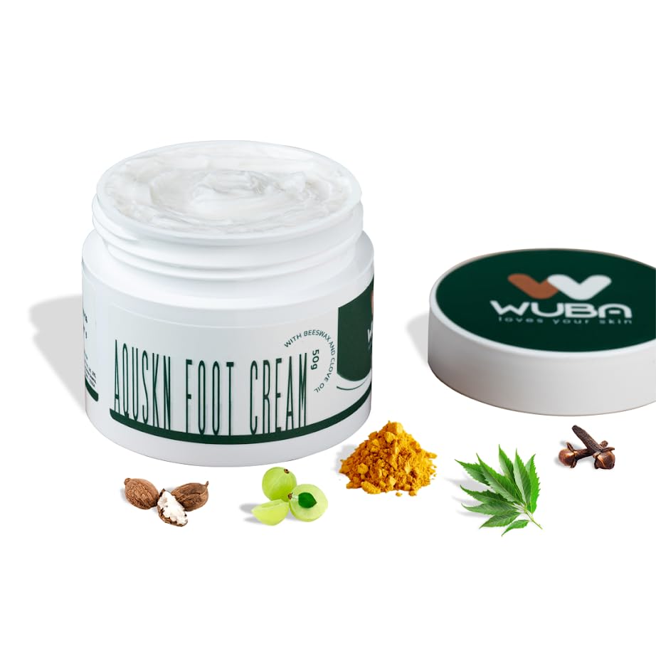 Wuba Aquskn Foot Cream for Dry & Cracked heels, Urea-based formula, Heals, softens & moisturizes rough feet, Ideal for diabetic foot care, Paraben-free heel repair for Men & Women – 50gm