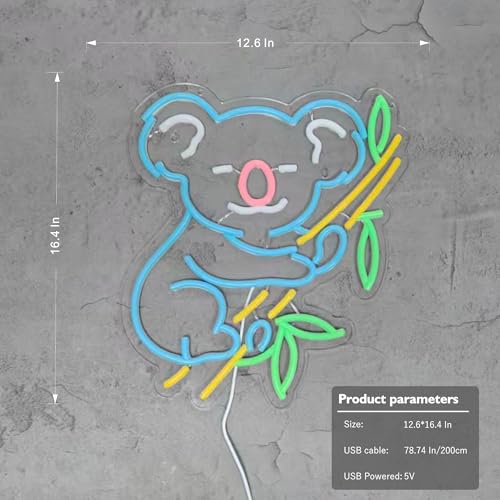 Image of Koala Neon Sign for Wall Decor,Animal Dimmable LED Signs Compatible with Timer for Boys Men Girls Bedroom Living Room Christmas Birthday Gifts for Kids