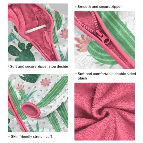 OTVEE Exotic Cactus Succulent Pattern Kids Hoodie Jacket Fall Spring Full Zip Warm Outwear Coat3