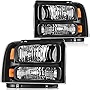 ECCPP Headlight Assembly For Ford For F-250/For F-350 2005-2007 For Ford Super Duty For F-250/For F-350/For F-450 2005-2007 Driver and Passenger Side Headlamps