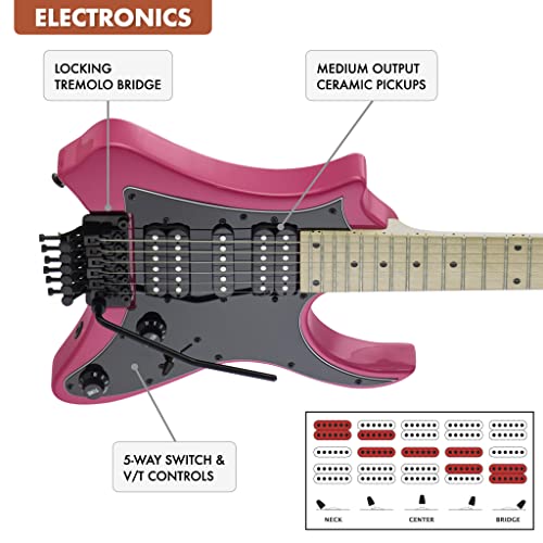 Traveler Guitar Electric Guitar 6 String Vaibrant Standard, Right, Hot Pink, (V88S Hpkgmp) #TOP4