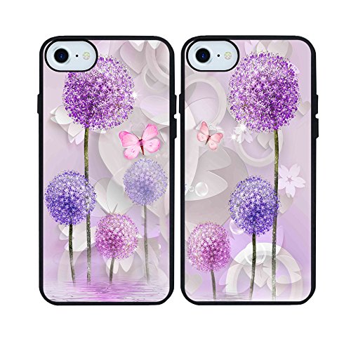 iPhone 7/iPhone 8 Case,Purple Dandelion Best Friends Forever Rubber Phone Cover Case for iPhone 7/iPhone 8 4.7 inch