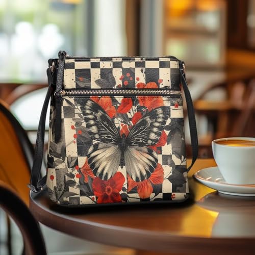 Leather Crossbody Purse for Women Satchel Handbag Purse Shoulder Bag with Adjustable Strap Multi Pockets3