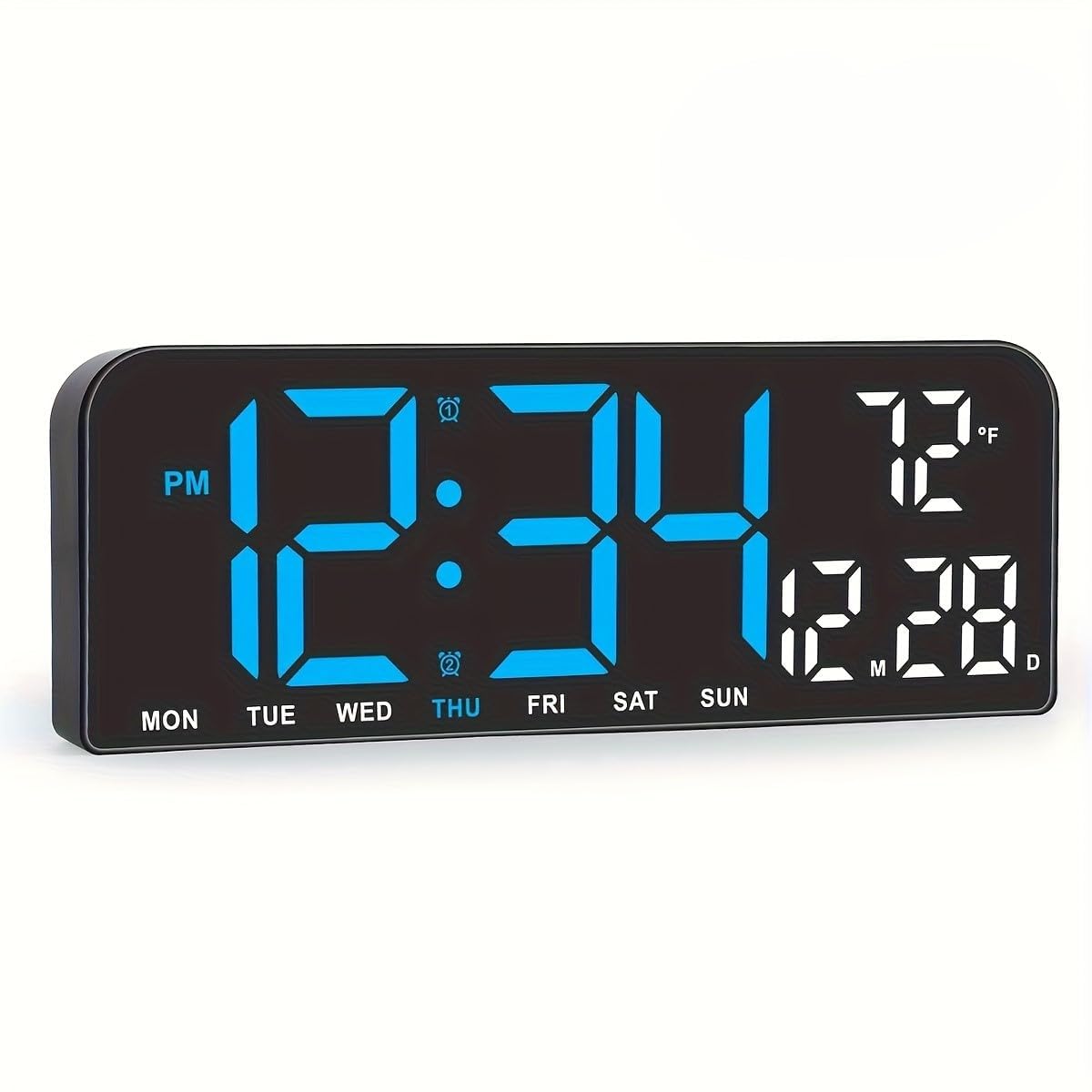 9" LED Digital Wall & Table Clock with Day, Date & Temperature, Dual Alarm, Countdown Timer, 4-Level Dimmable Brightness, 12/24H Format, USB Powered Large Display for Home & Office (Blue)-image-34