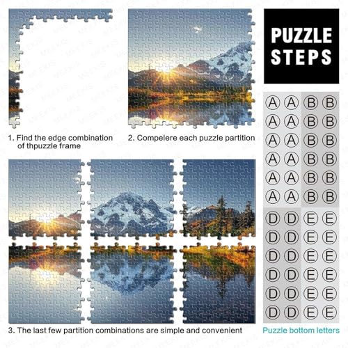 Puzzle de 1000 piezas para adultos con escena de naturaleza y montaña nevada al amanecer 4