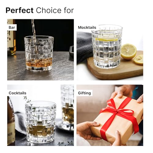 Image of UMAI Whiskey Glasses Set of 2 (270ml Each) | Diwali Glass | Lead Free Neat Whiskey Glass | Heavy Bottom Drinking Glass | Crystal Glass Diwali Gift | Glass for Drinks | Cocktail Glasses