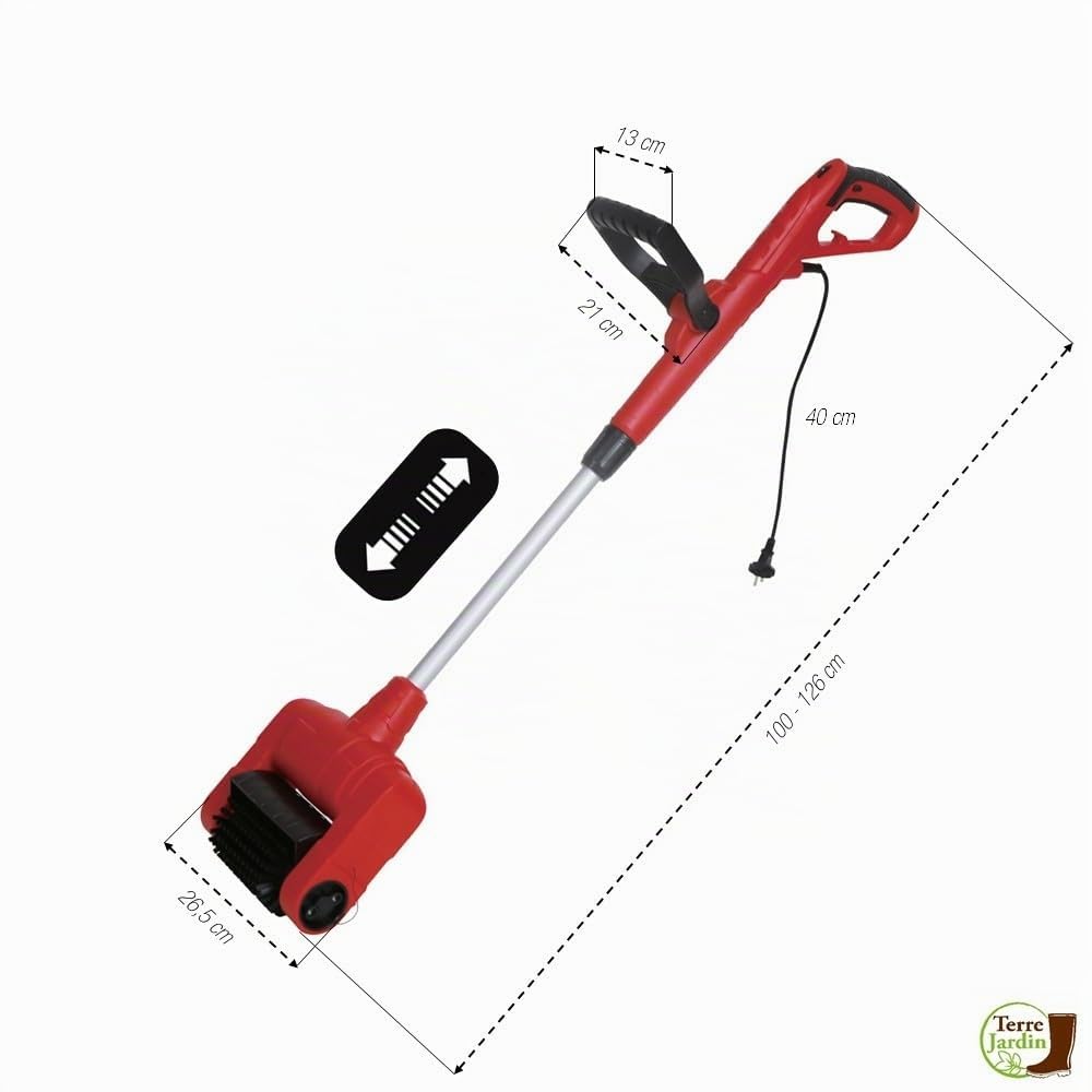 TERRE JARDIN Limpiador Eléctrico 500W - Cepillo Rotativo 3 en 1 para Terraza, Losas y Juntas - Desherbador Eléctrico Polivalente con 3 Cepillos Intercambiables