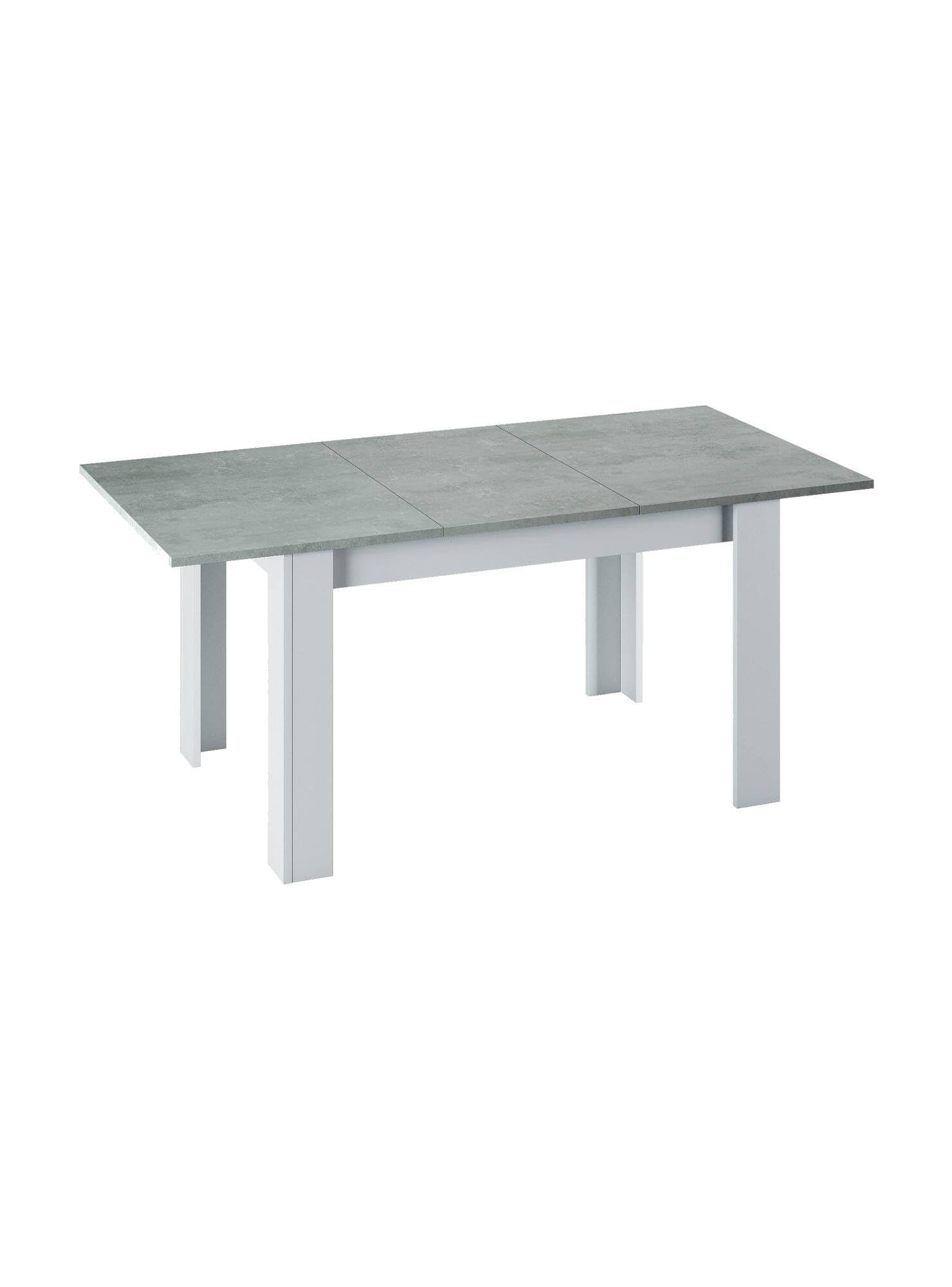 Dmora - Tavolo allungabile Midland, Consolle estensibile per sala da pranzo, Tavolo apribile da cucina con prolunga, 140/190x90h78 cm, Cemento e Bianco