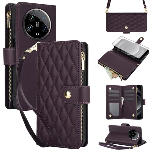 Coque Xiaomi 14 Ultra 5G avec dragonne et portefeuille pour sorties sans sac