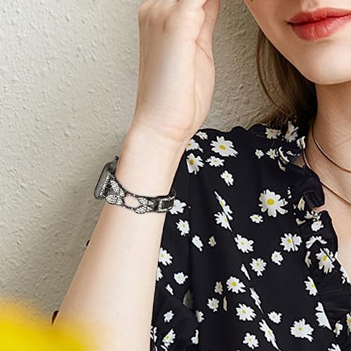 Image of Butterfly Band for Apple Watch Bands 40mm 41mm 42mm for Women Black | 42mm(S11 /10) 38mm iWatch SE Series 11 10 9 8 7 6 5 4 3, Slim Thin Metal Fancy Bling Cute Dressy Strap for Apple Watch Band