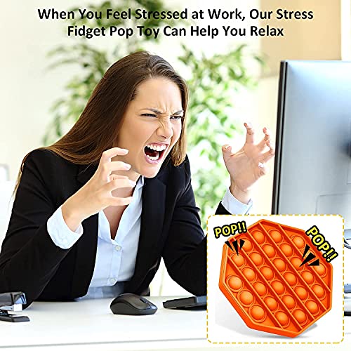 Image of Push Pop it Bubble Fidget Toy, Stress Relief and Anti-Anxiety Tools Sensory Toy for Autism to Relieve Stress for Kids and Adults(Square Orange)
