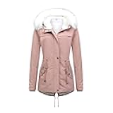Fleece Jacket Women Winter Waterproof Windbreaker Hooded Warm Sherpa Lined Snow Jackets Active Outdoor Trench Coats