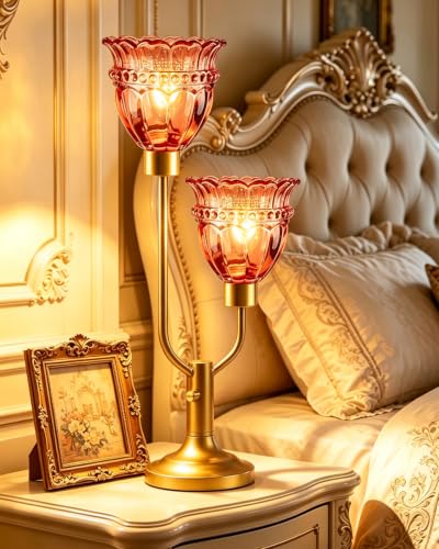 Image of Lightdot Mid Century Modern Red Glass Table Lamp Vintage Lamp Gift Dimmable