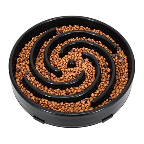 LEACOOLKEY Large Slow Feeder Dog Bowl,Maze Interactive Slow Bowl for Dogs,Anti Gulping Healthy Eating,Stop Bloat Pet Slow Down Feeding Dishes for Medium/Big Dogs(Black) Cover