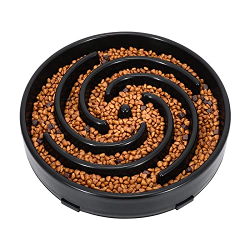 LEACOOLKEY Large Slow Feeder Dog Bowl, Black