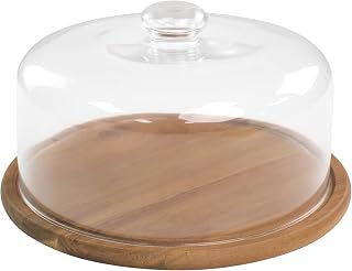 12.2 Inches Glass Dessert Dome with Base, 11.0''Decorative Cake Tray with Glass Dome Cover, Cake Fruit Display Server Tray for Kitchen, Birthday, Weddings, Appetizer Dessert & Cheese Serving Platter