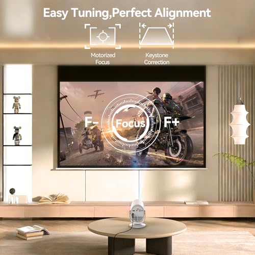 Image of Mini Projector 1080P Smart Portable Projector | Native 1080P with WiFi and Bluetooth, Built-in Speaker with 180 Stand,Electric Focus,Compatible with HDMI /USB /TV Stick