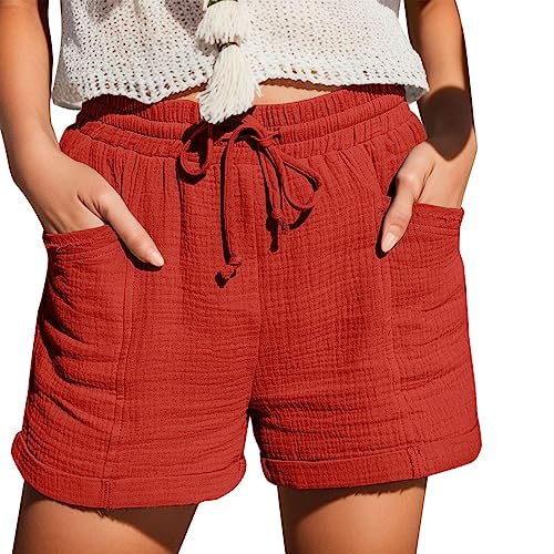 Short de plage femme en lin fluide anti-transpiration pour l'été