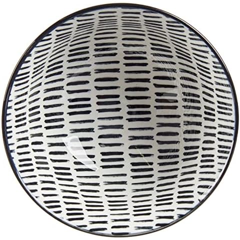 Vessia Bowl with Striped Drawing in Black and White. with a Unique Design and Style, Delicate and Modern. Size: 16 cm, Mix, Multi-Colour, not Applicable Cover