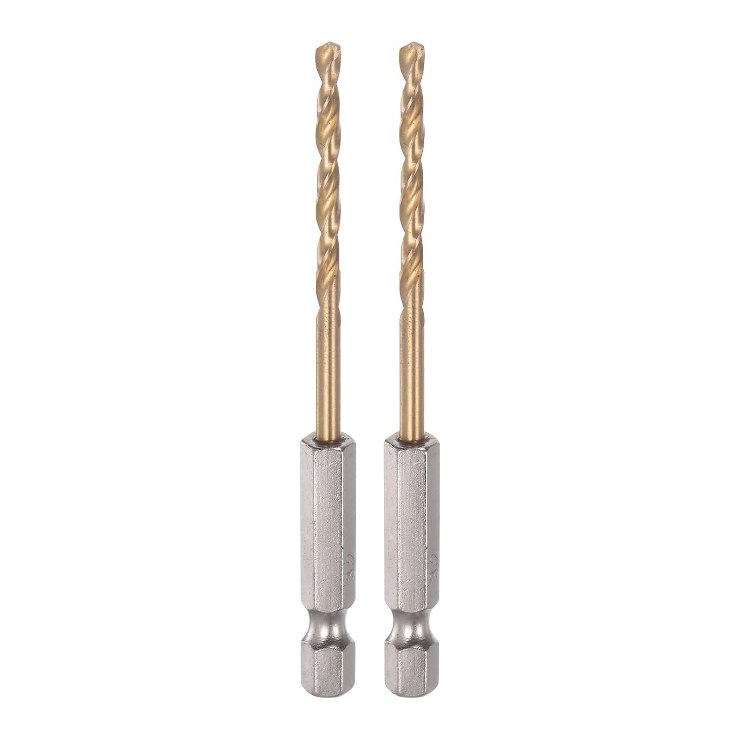 HARFINGTON 2pcs 1/4" Hex Shank Drill Bits 5.2mm Titanium Drill Bits Set M35 High Speed Steel Twist Drill Bit 105mm Long Fully Ground for Wood, Stainless Steel, Metal, Plastic