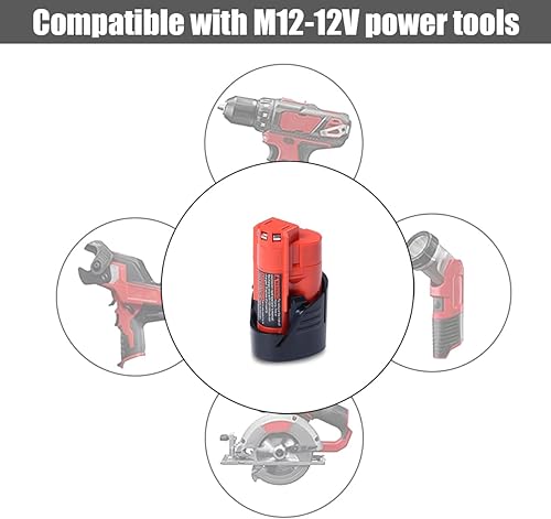 Miniatura 2 de Lizone Paquete de 2 baterías de litio de 3Ah 12V de repuesto para batería Milwaukee de 12 V