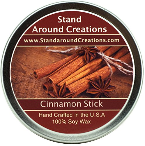 Premium 100% All Natural Soy Candle - 4 oz Tin -Cinnamon Stick: A Full Bodied Scent of Rich Spicy Cinnamon. Contains Essential Oils, Including Cinnamon, Clove, Cinnamon Bark.