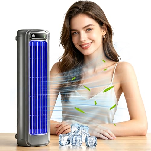 GXJIXf 2026 New Cooling Ace Mini Portable Air Conditioner USB Rechargeable Tower Fan for Bedroom Living Room Kitchen Office Home (Black)
