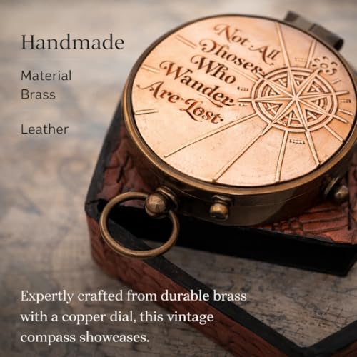 Brújula Náutica Vintage de Latón Sólido y Cuero con Estuche miniatura 4