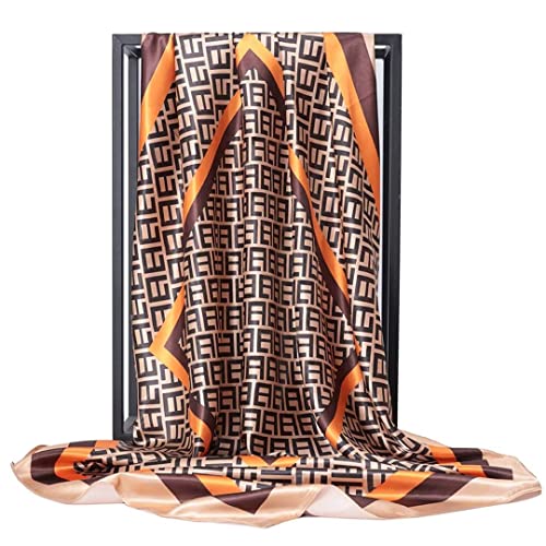 35 Inch Women Head Scarf, Satin Hair Scarf, silk feel, for wrapping hair and sleeping at night（E）