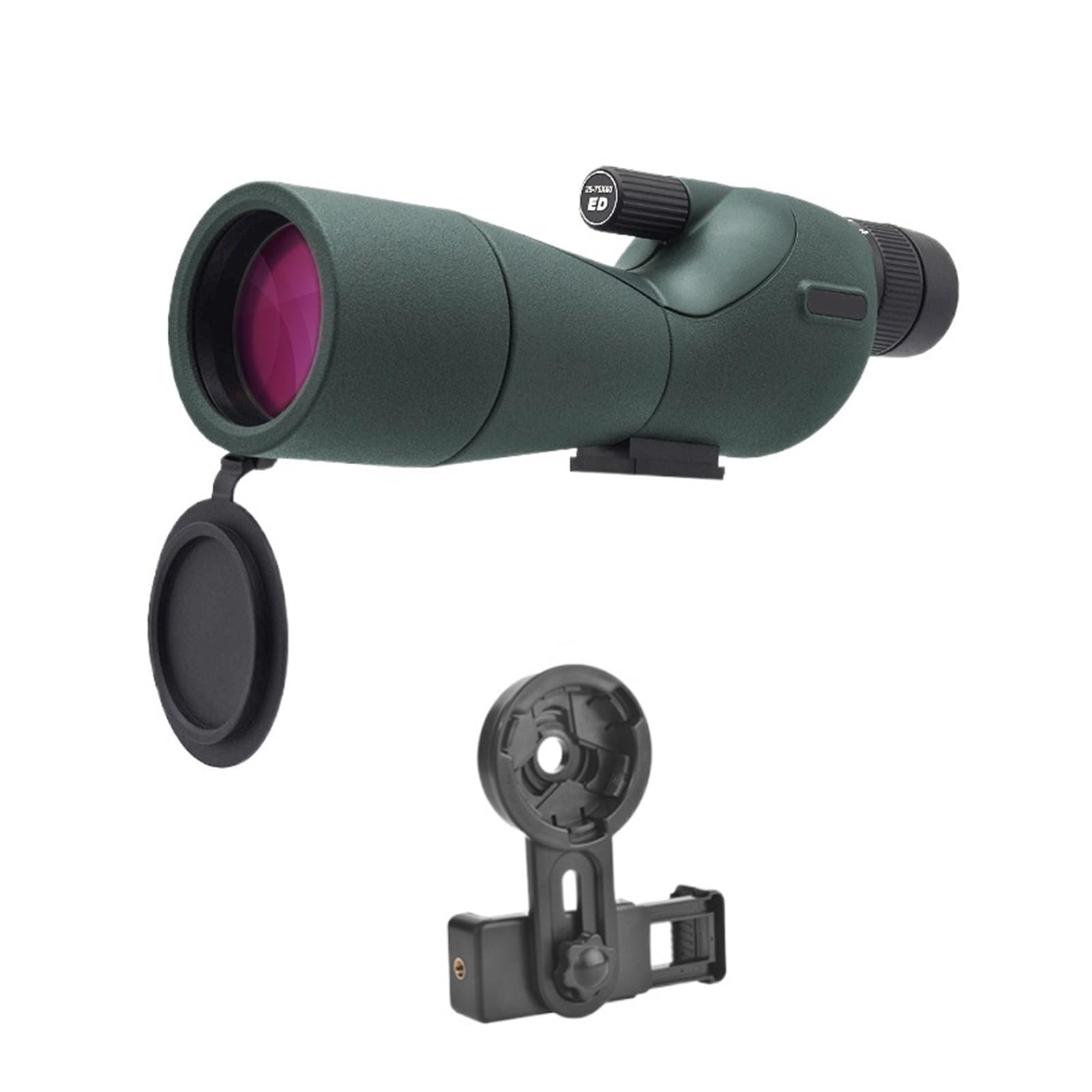 25-75x60 HD Luneta Zoom Monokularowy Potężny Teleskop Bak4 Pryzmat Obiektyw ED Na Zewnątrz Camping Obserwacja Ptaków Strzelanie PrzenośNy I Lekki(A green)