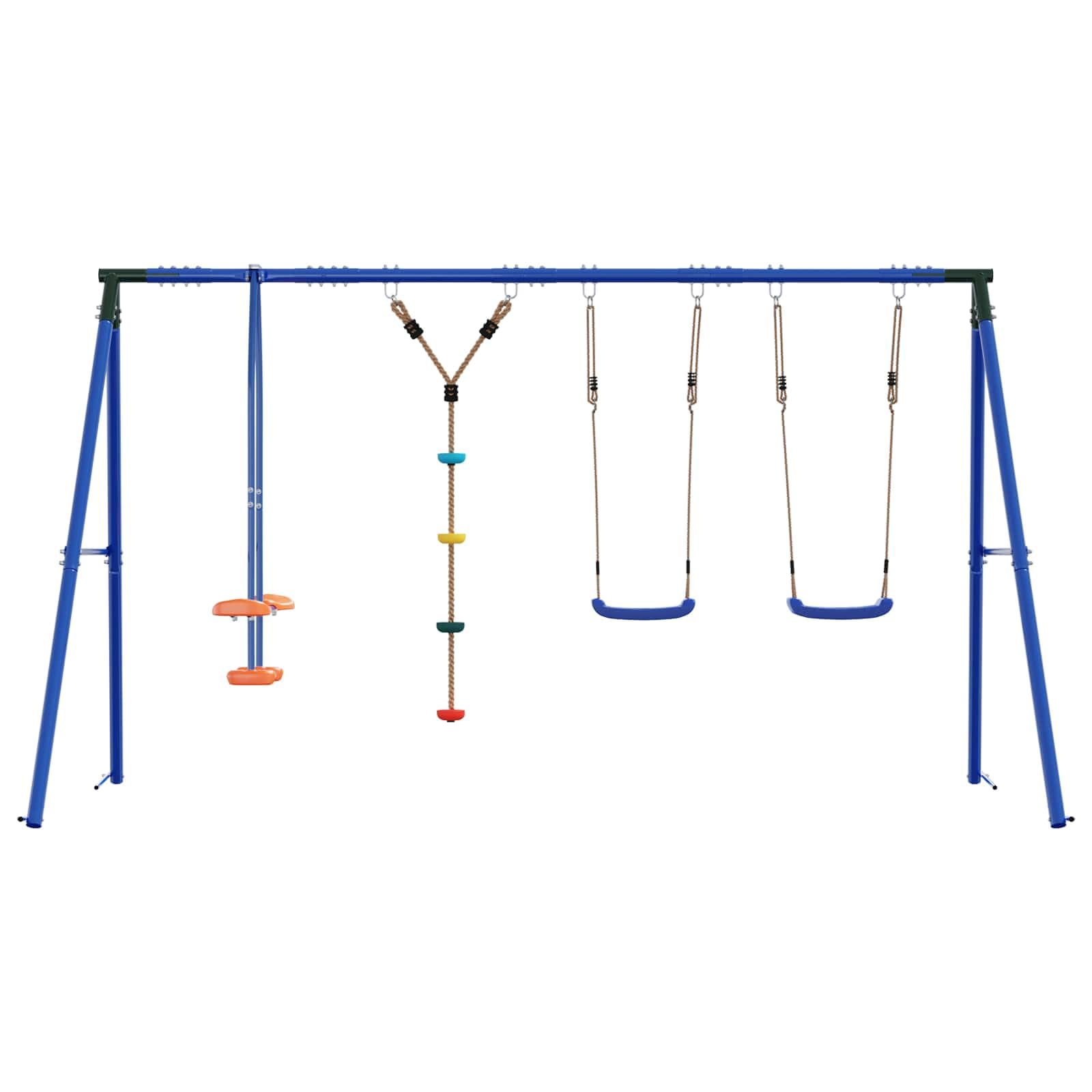 Set di altalena per esterni, multicolore, 330 x 185 x 185 cm, in acciaio e polietilene, con sedile regolabile, per bambini da 3 a 10 anni, resistente alle intemperie, robusto