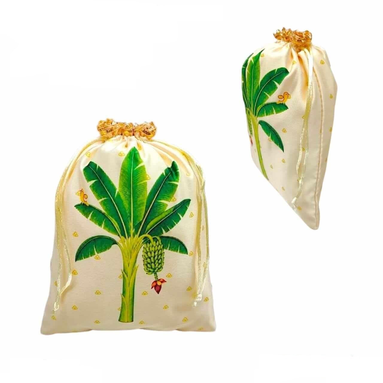 Digital Print Banana Tree Design Potli Bags for Return Gifts, Shagun Potlis for Women, Traditional Drawstring Pouches for Wedding, Puja & Festive Packaging-image-12