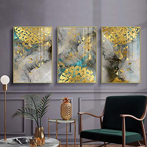 Affiche abstraite nordique poisson doré pour décorer un salon moderne