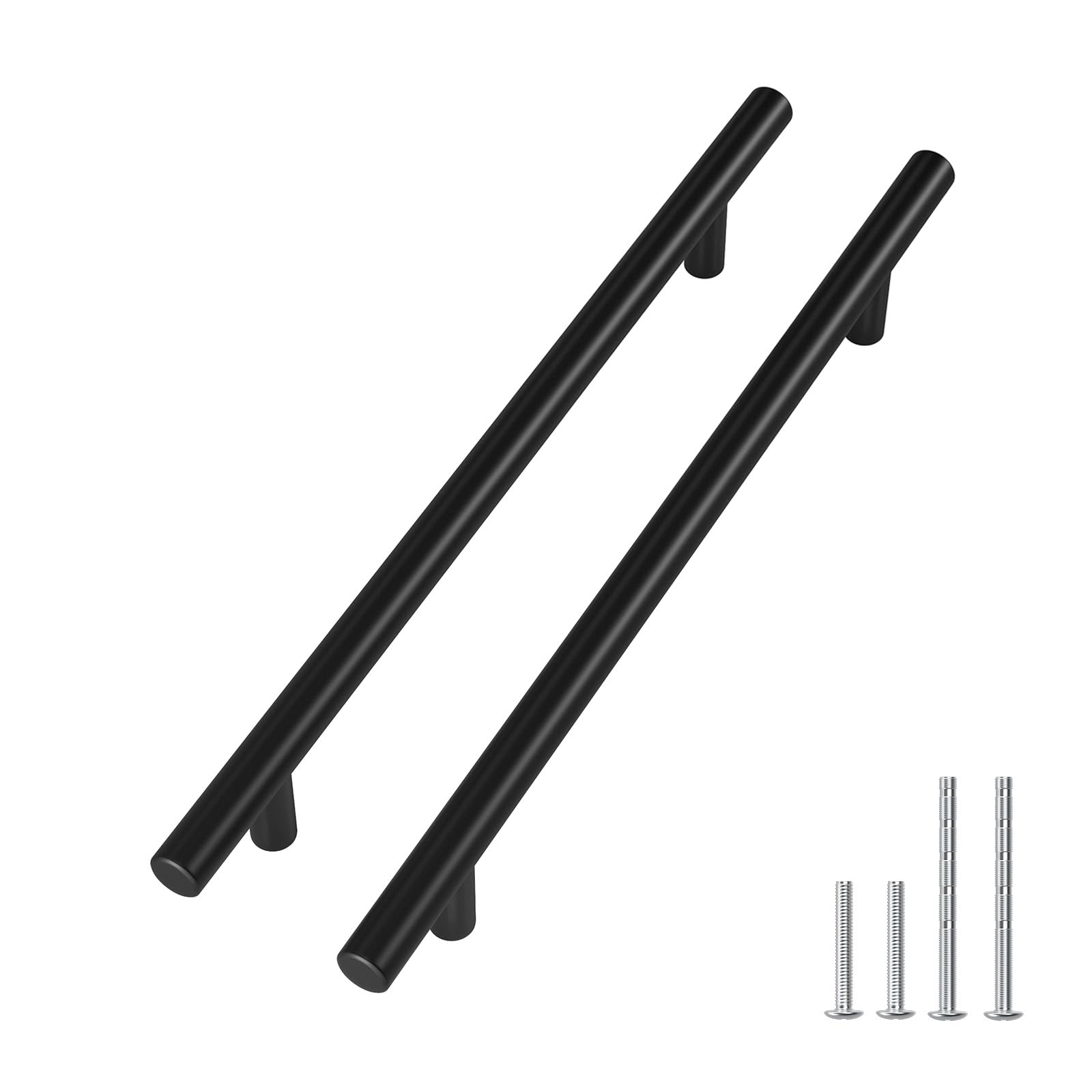 LONTAN 5 Pack Black Kitchen Cupboard Handles 256mm Black Cupboard Handles Drawer Pulls for Bathroom Bedroom Cabinet Wardrobe T-Shaped Stainless Steel Pulls — image 1