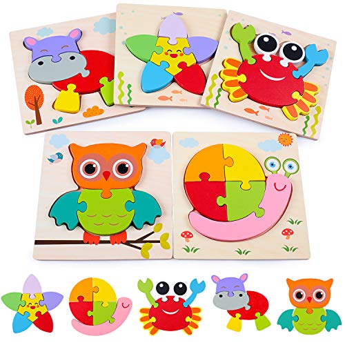 Rolimate Puzzles en Bois Jouet Bébé 3D Puzzles, Jouets Montessori Enfant 3 4 5 6 Ans, Bébés Animaux Jeux Educatif Apprentissage pour Bébé Puzzle à Encastrements Cadeau d'anniversaire