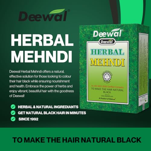 Image of Deewal Herbal Khadi Mehndi Powder (Pack of 2) | Hair Color & Conditioning | With Amla, Bhringraj, Neem & Shikakai | For Men & Women