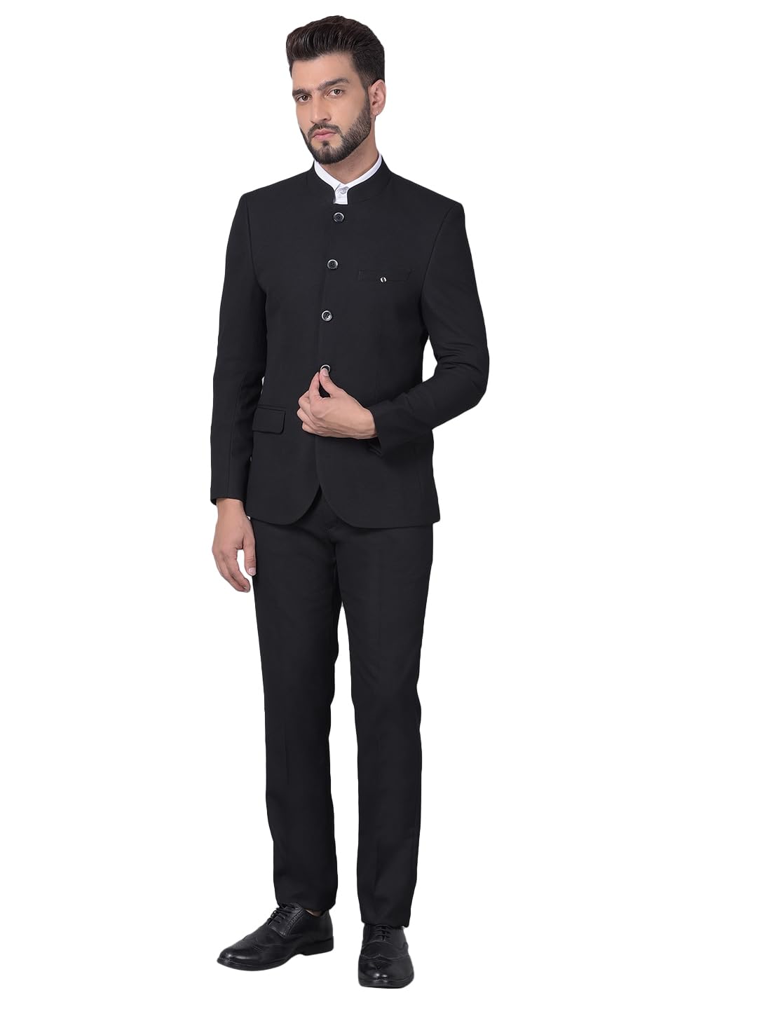 crimsoune club Men's Black Bandhgala Two-Piece Suit-picture-35